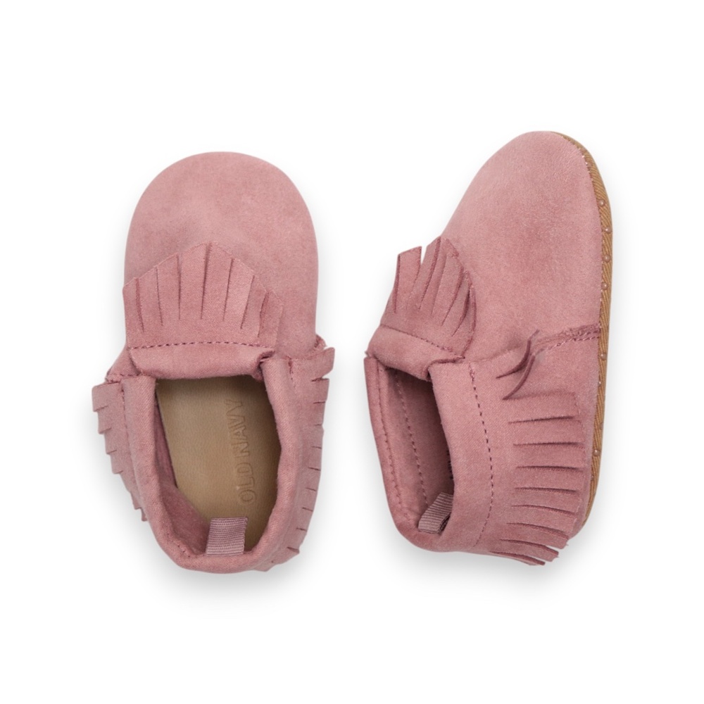 Old Navy Baby Infant Blush Faux Suede Moccasins Booties Size 6-12M